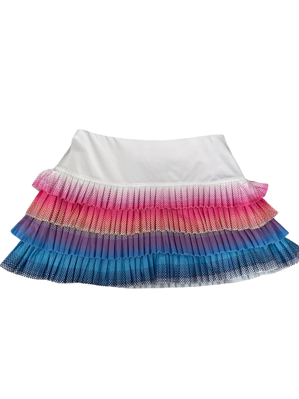 Lucky in Love White Skort with Pink-to-Blue Ombre Ruffle Tiers-XS